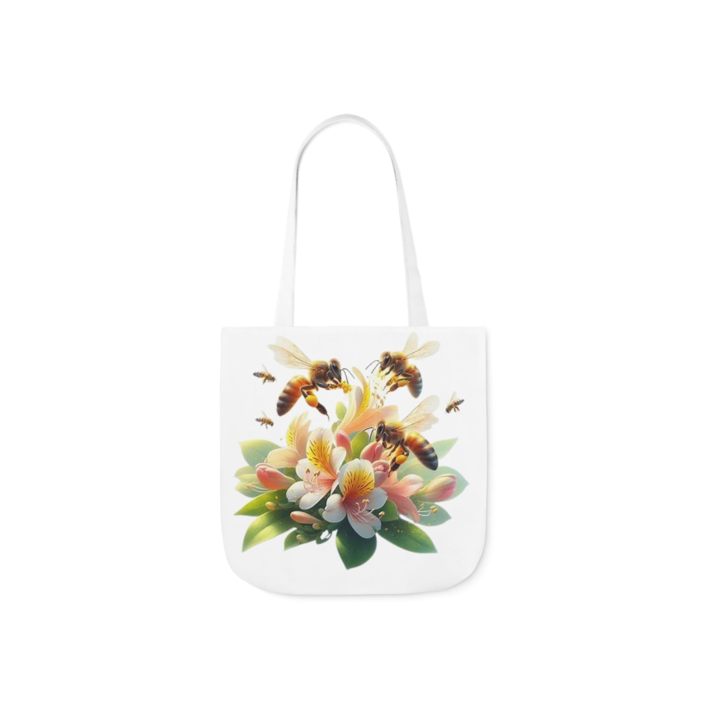 Floral Bee Canvas Tote Bag