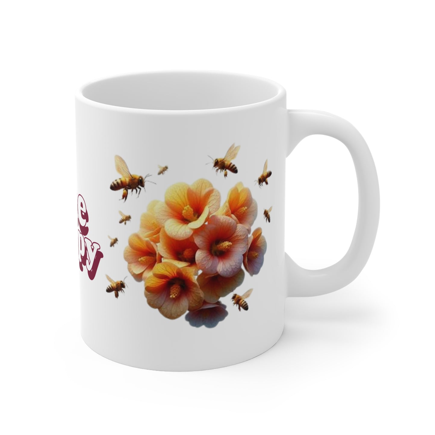 Bee Happy 11oz White Mug