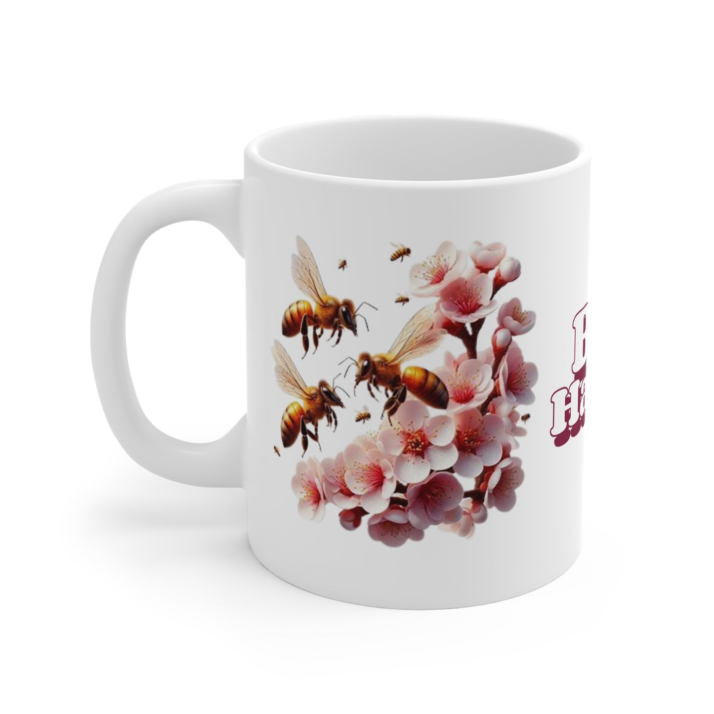 Bee Happy 11oz White Mug