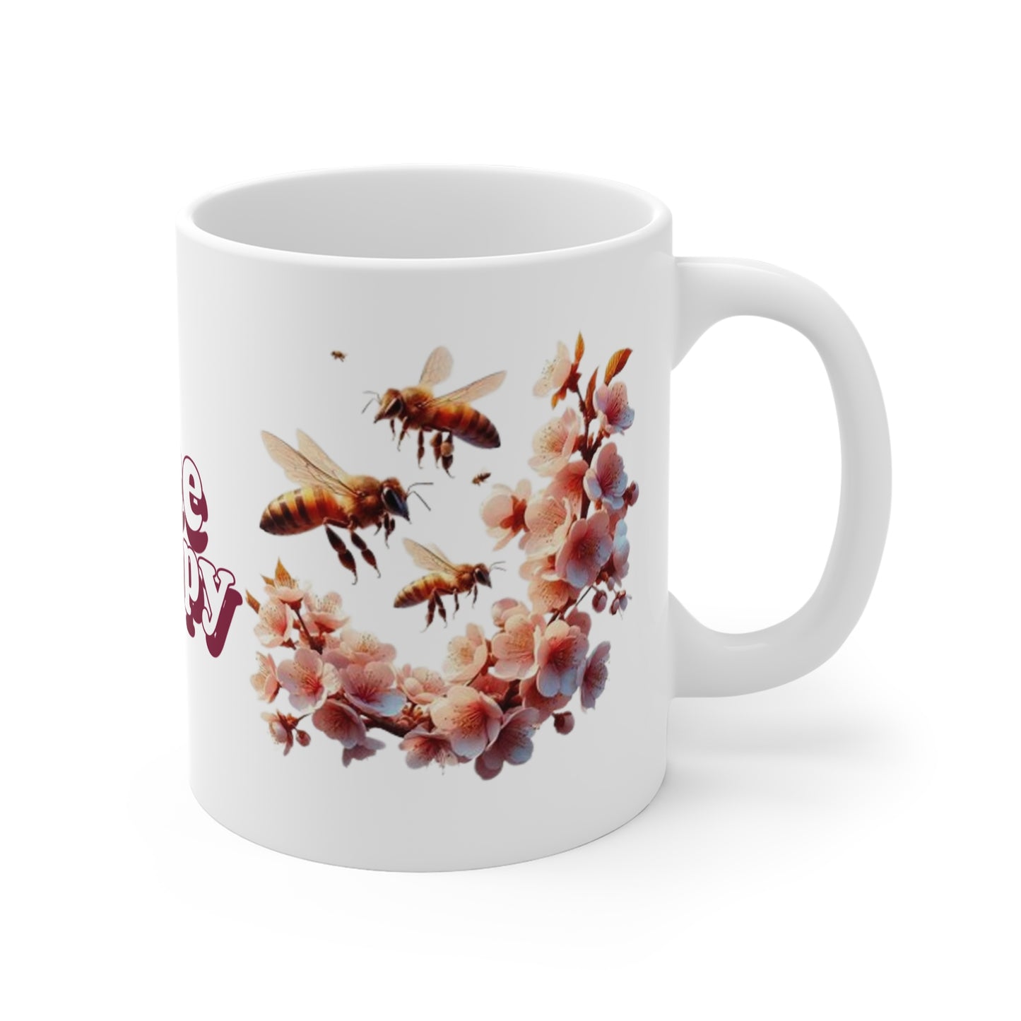 Bee Happy 11oz White Mug