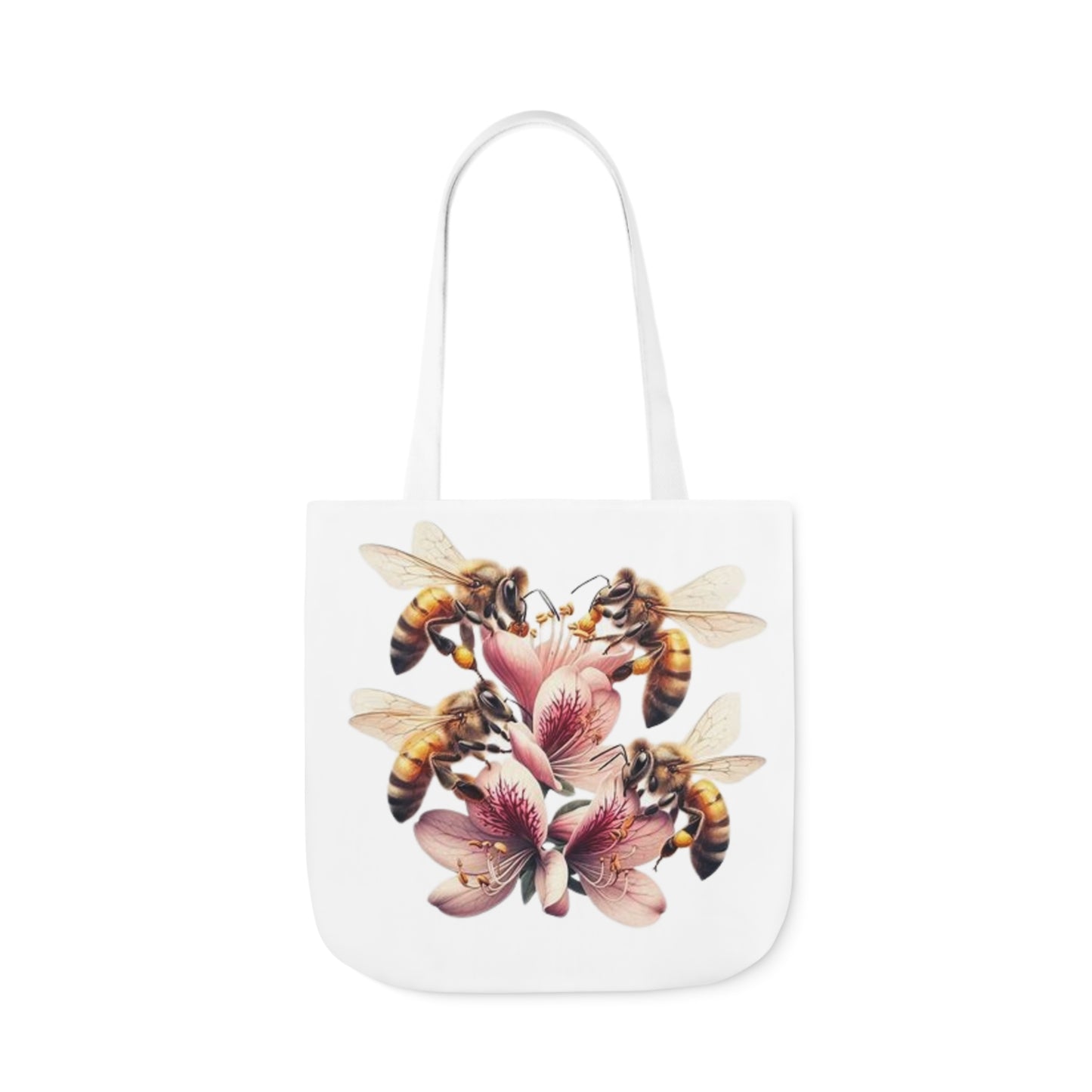 Floral Bee Canvas Tote Bag