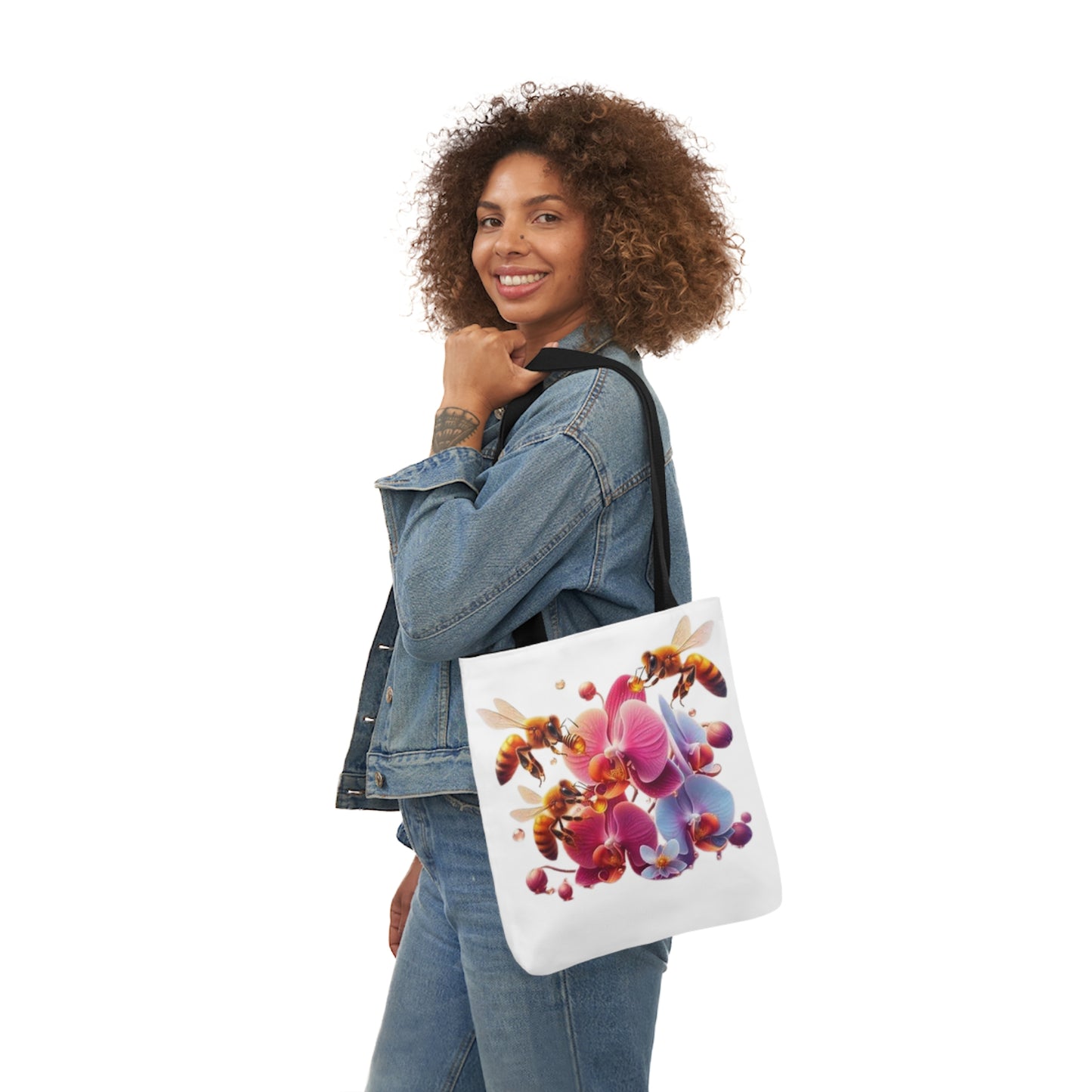 Floral Bee Canvas Tote Bag