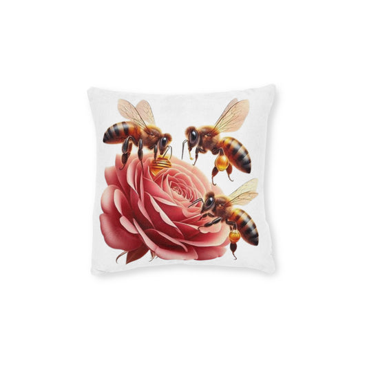 Bee Flower Square Pillow - Pink Back