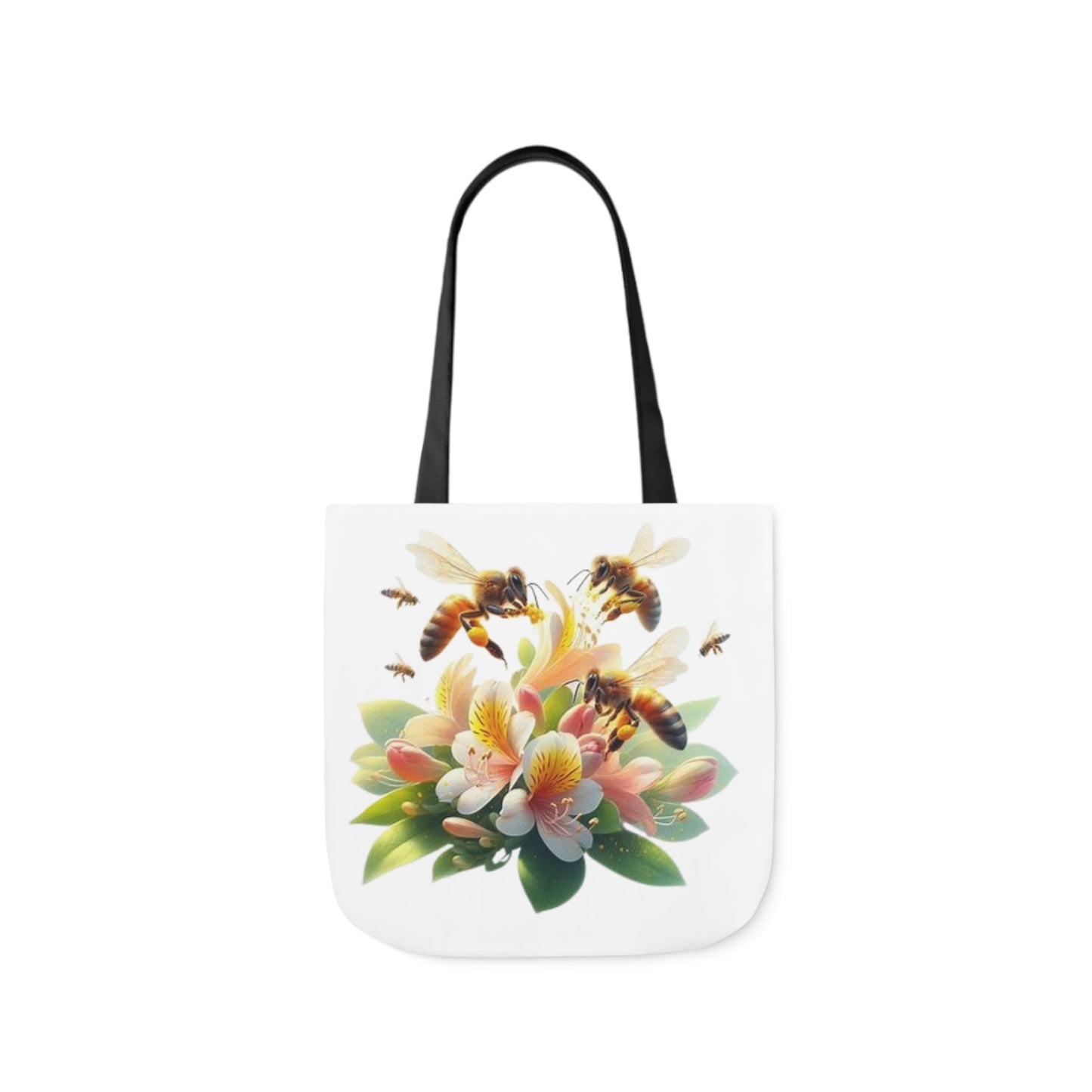 Floral Bee Canvas Tote Bag