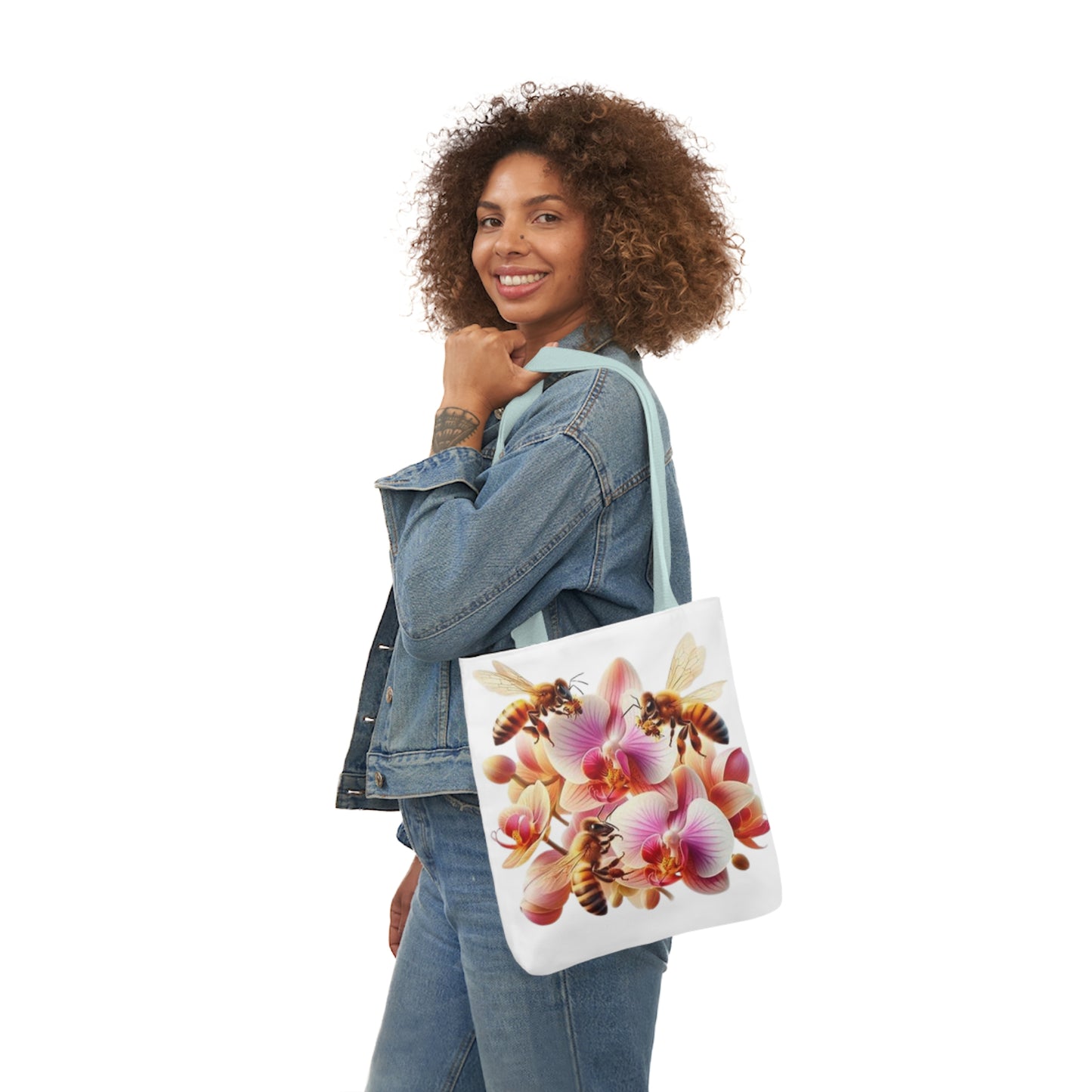 Floral Bee Canvas Tote Bag