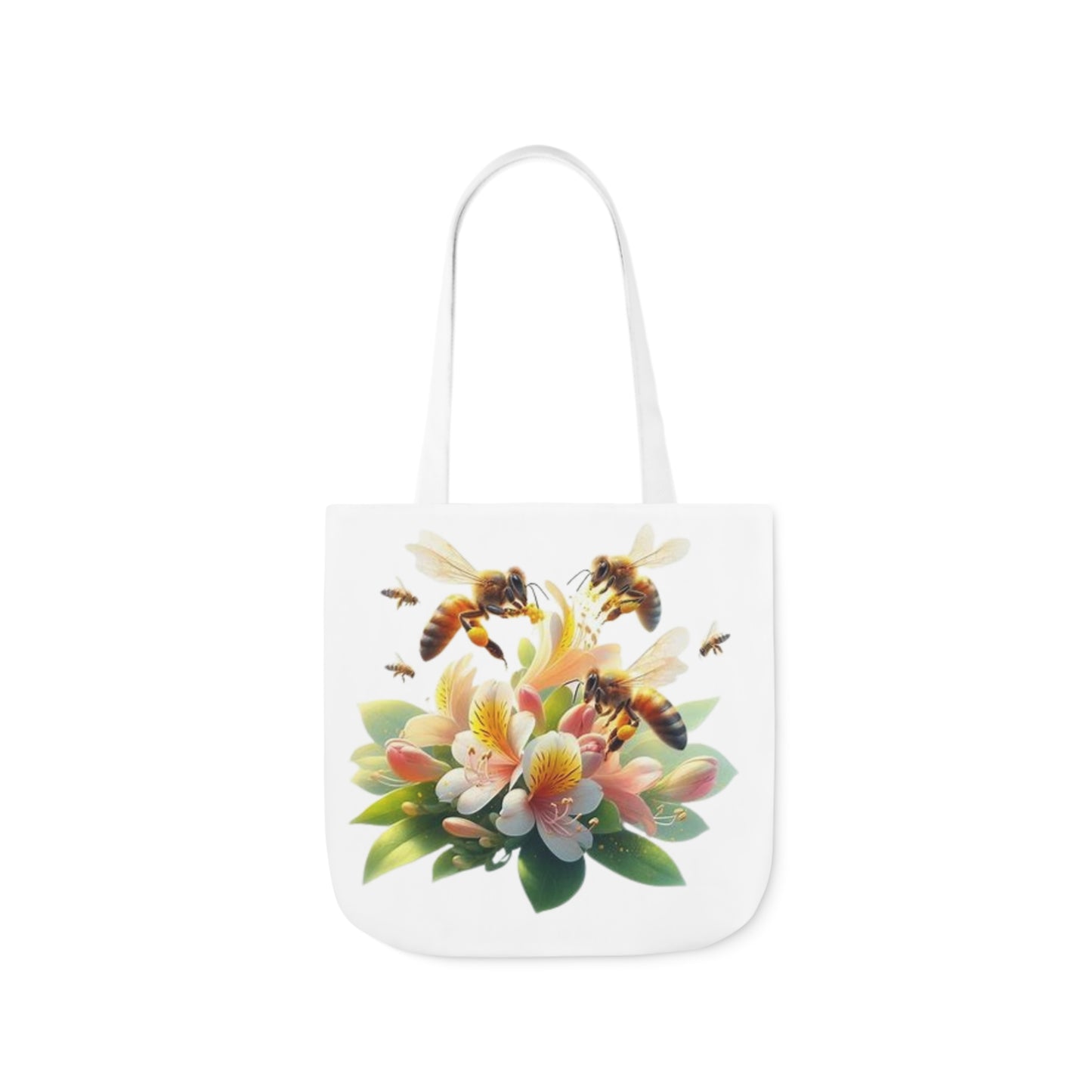 Floral Bee Canvas Tote Bag