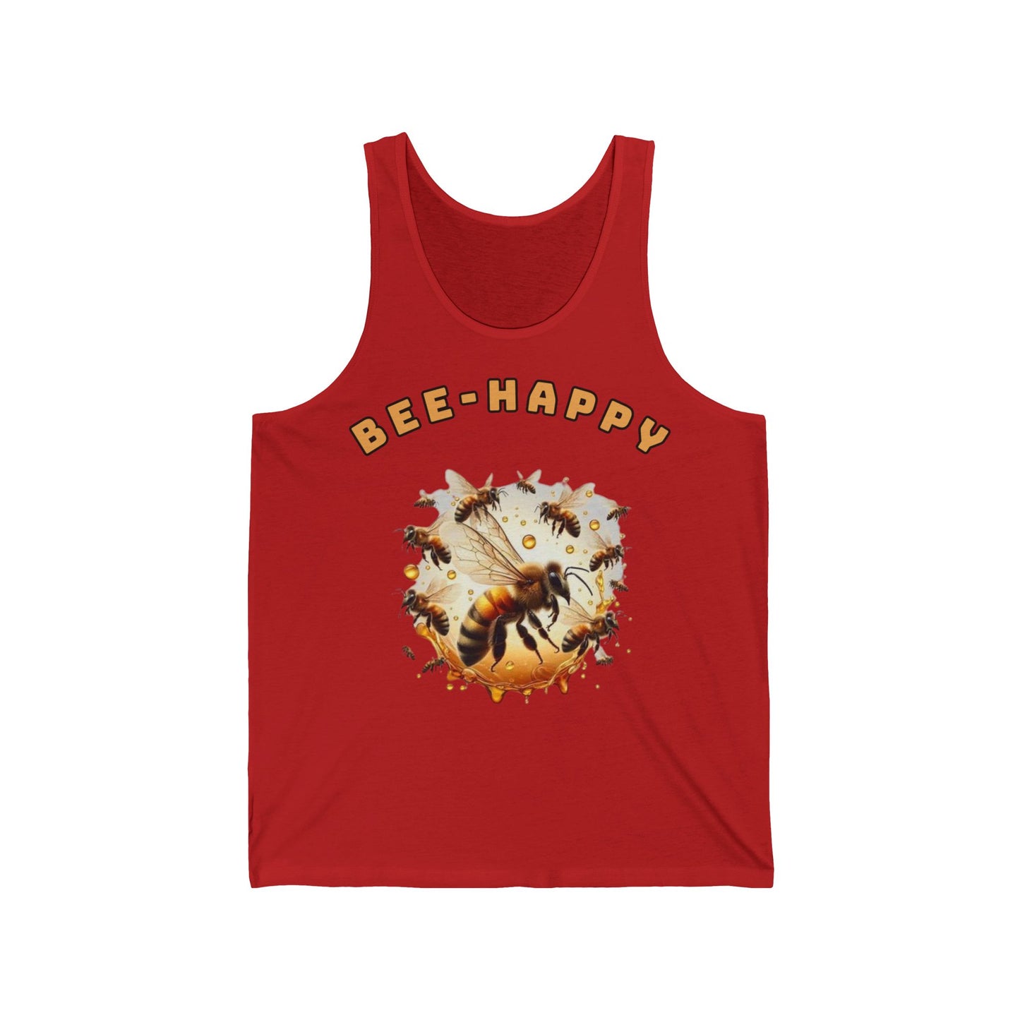 Bee Happy Tank Top logo From CBBees.shop The Worlds Best Bee Themed Product Store