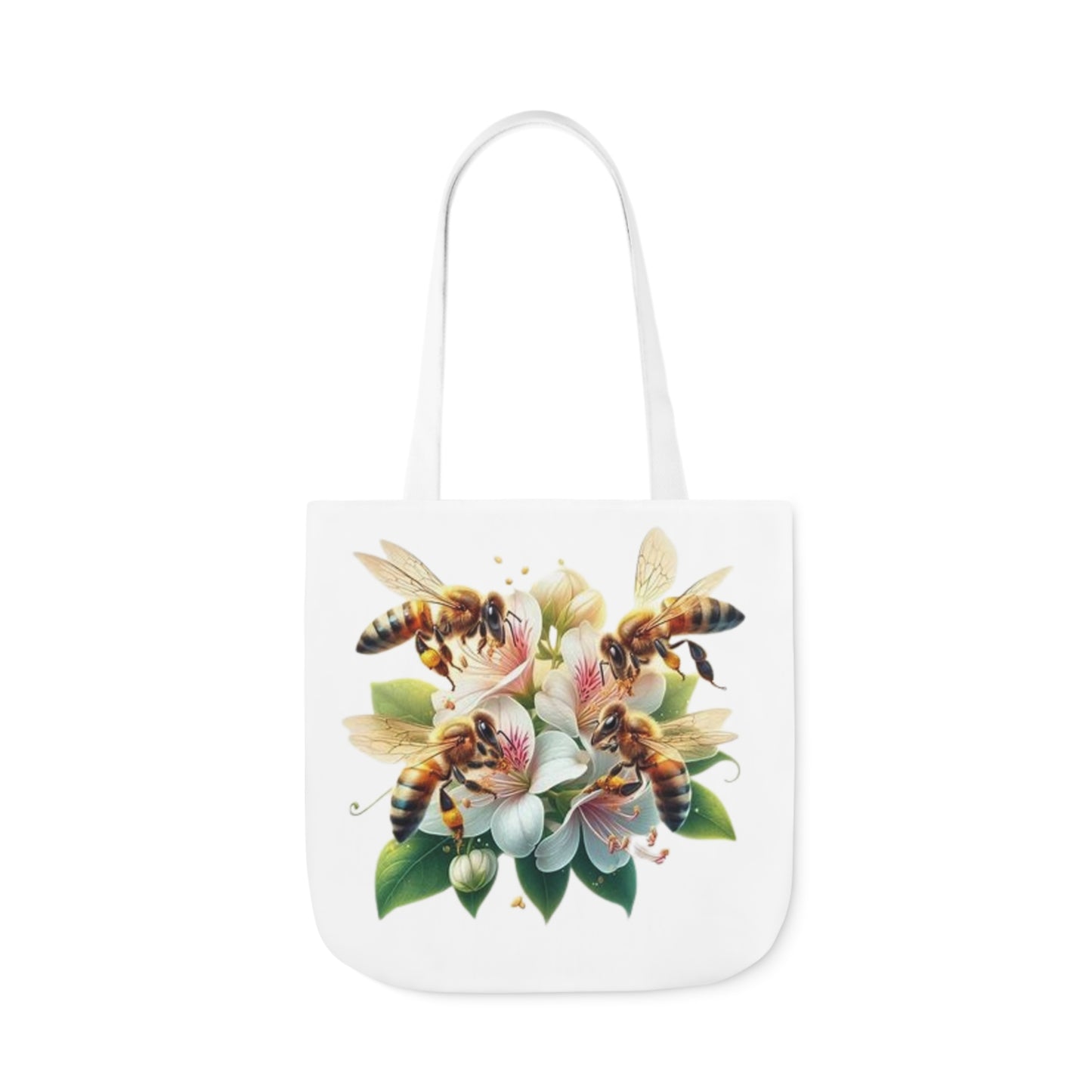 Floral Bee Canvas Tote Bag