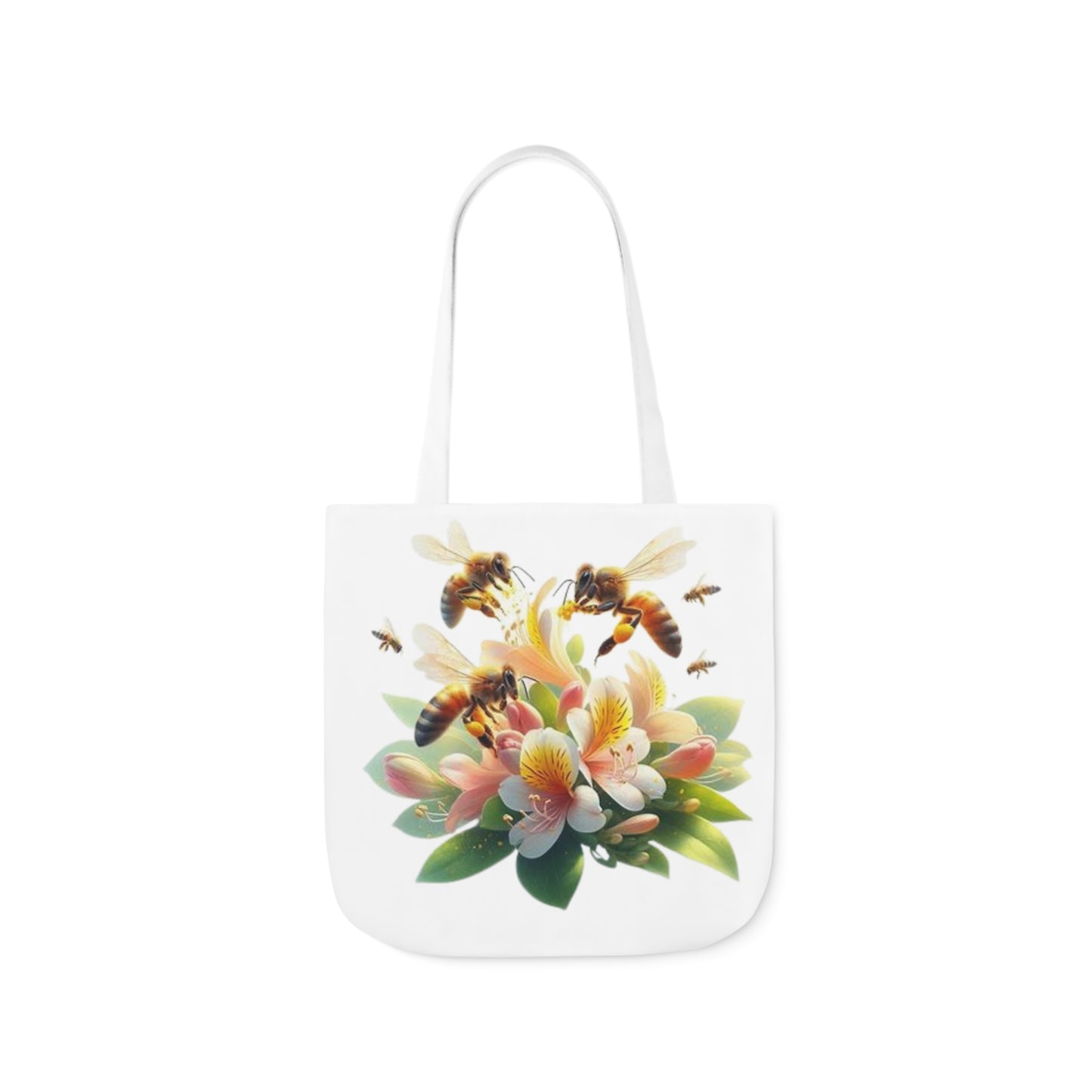 Floral Bee Canvas Tote Bag