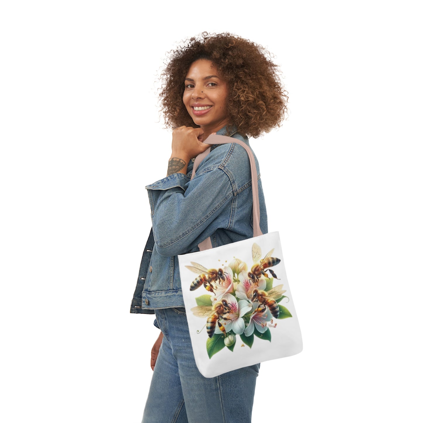 Floral Bee Canvas Tote Bag