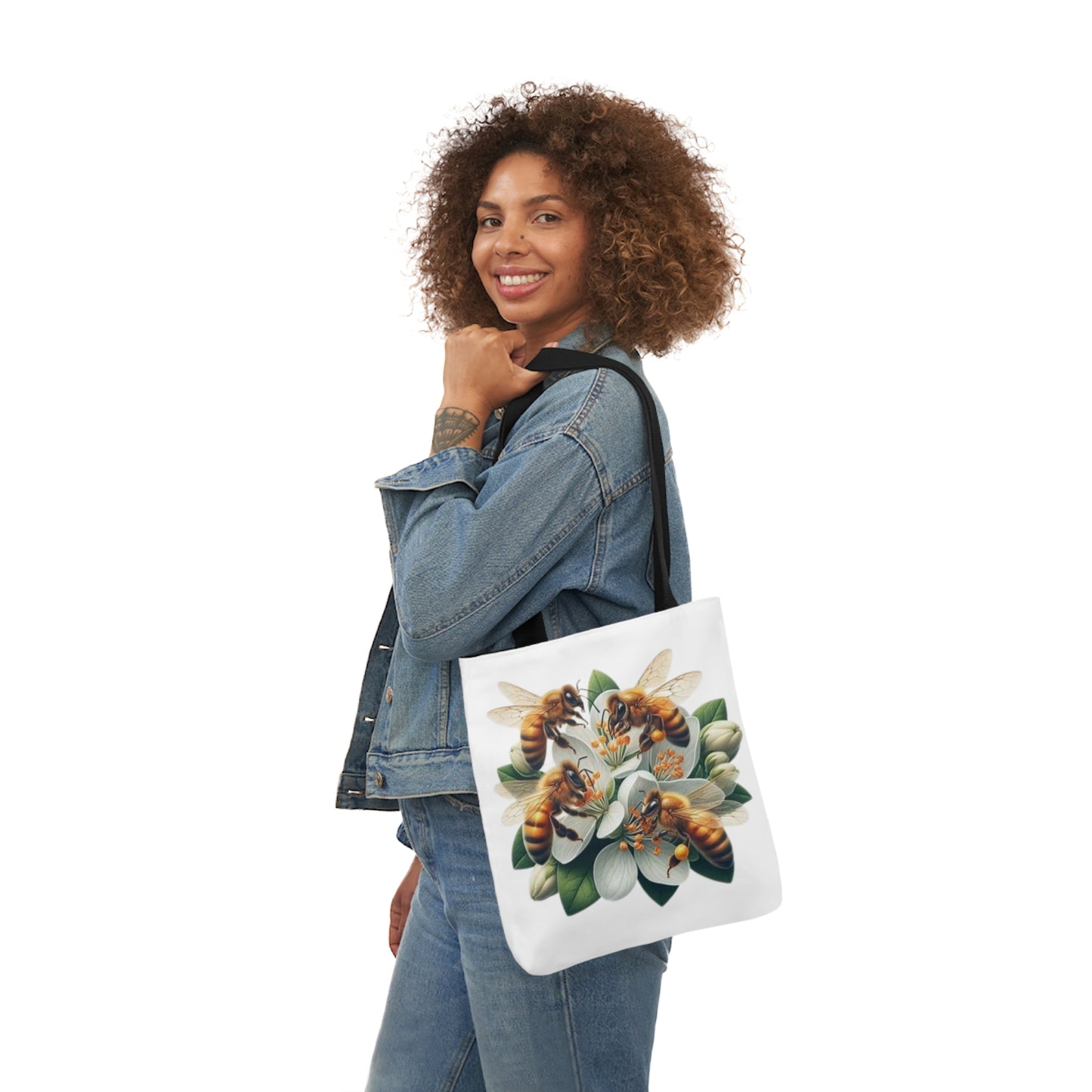 Bee Floral Canvas Tote Bag