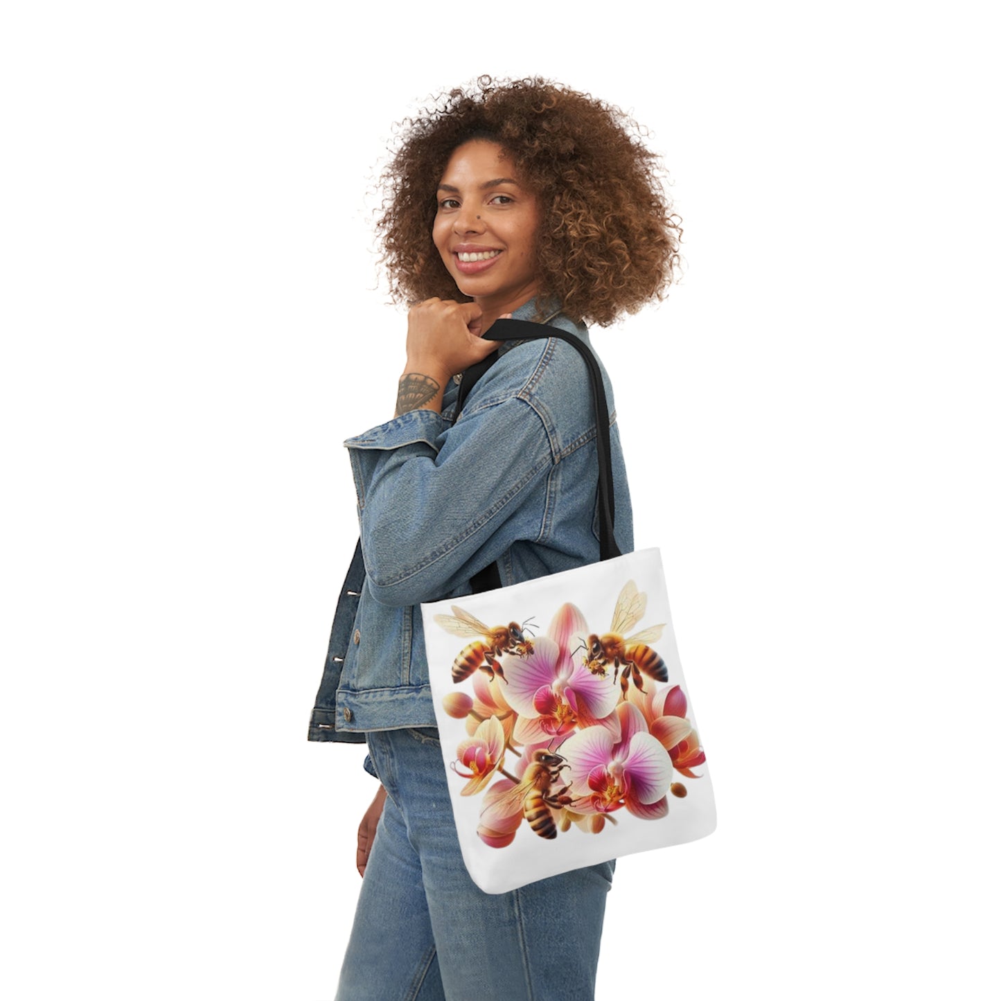 Floral Bee Canvas Tote Bag