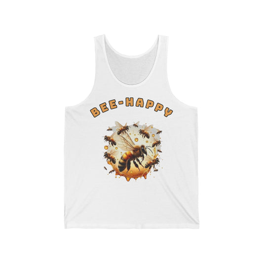 Bee Happy Tank Top logo From CBBees.shop The Worlds Best Bee Themed Product Store
