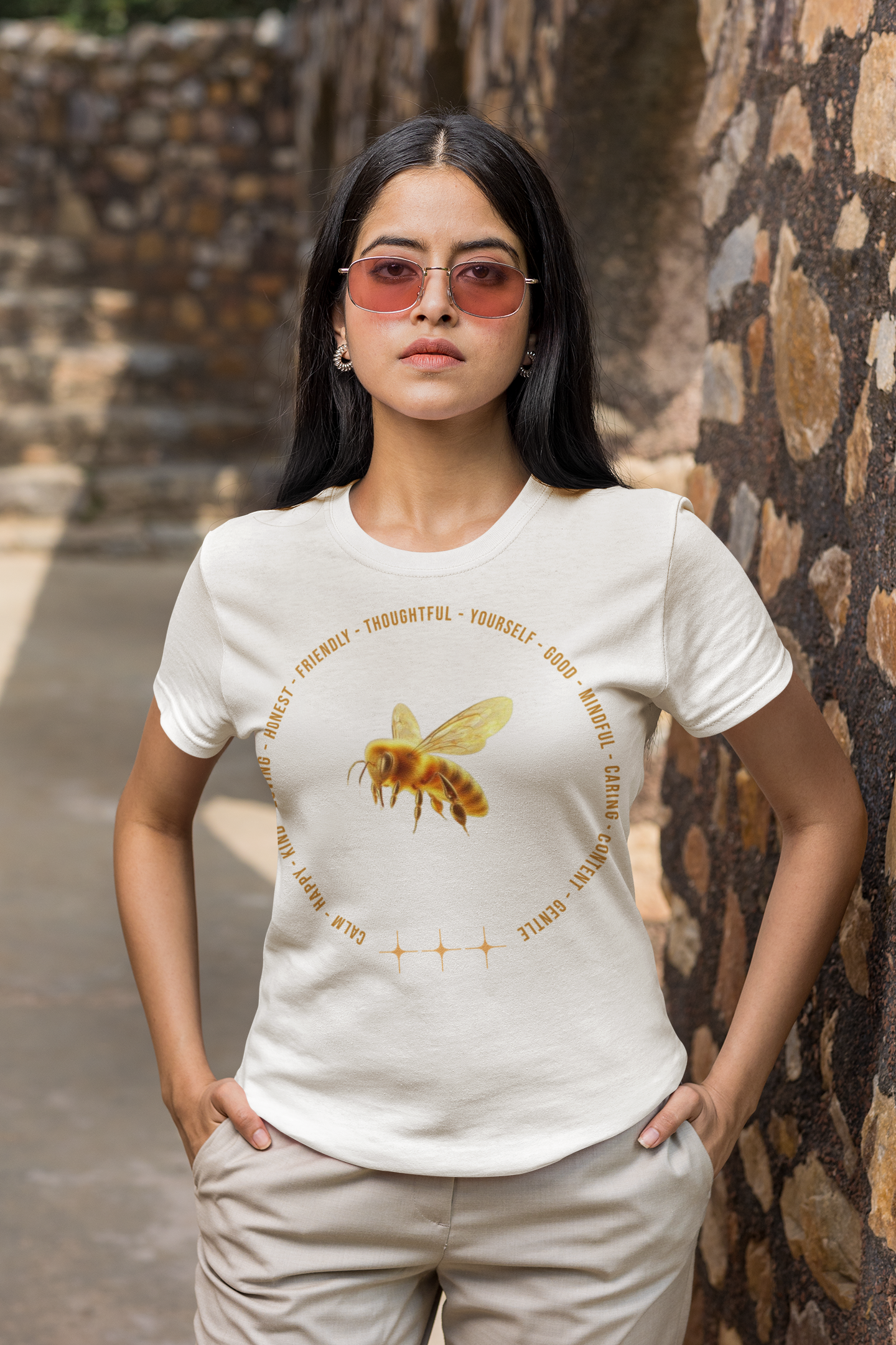 Positive Vibes T-Shirt white front view from CBBees.shop