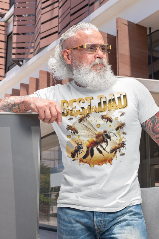 "Best Dad the King Bee T-Shirt with royal bee and crown design."